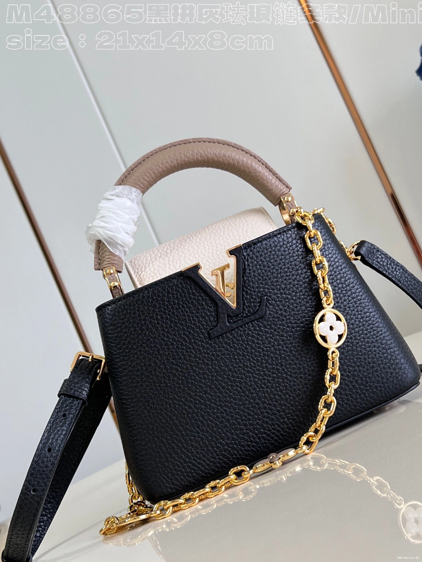 Aaa replica bags MINI-21*14*8CM VUITTON LOUIS CAPUCINES 0810